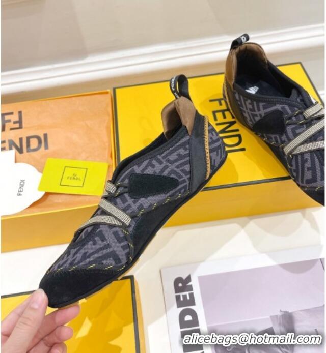 Best Design Fendi Flex Sneakers in Black Suede and Grey Mesh 092457