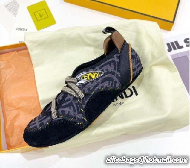 Best Design Fendi Flex Sneakers in Black Suede and Grey Mesh 092457