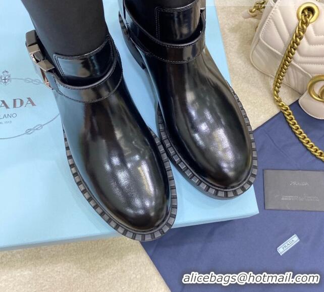 Super Quality Prada Brushed Leather and Nylon High Boots 091805 Black