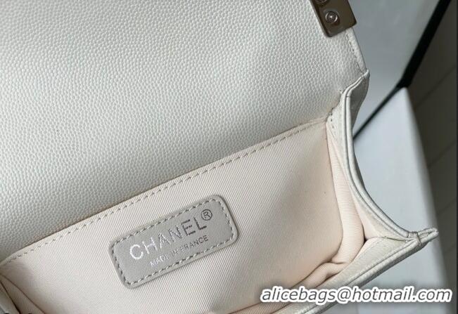 Promotional Chanel Grained Calfskin Small Boy Flap Bag A67085 White/Silver 2021