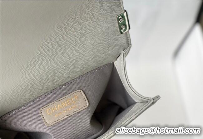 Shop Grade Chanel Grained Calfskin Small Boy Flap Bag A67085 Gray/Silver 2021