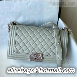 Inexpensive Chanel Grained Calfskin Medium Boy Flap Bag A67086 Gray/Silver 2021 