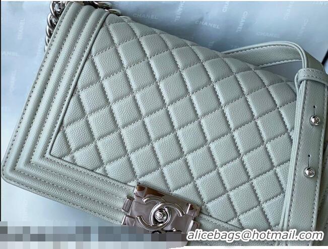 Inexpensive Chanel Grained Calfskin Medium Boy Flap Bag A67086 Gray/Silver 2021 