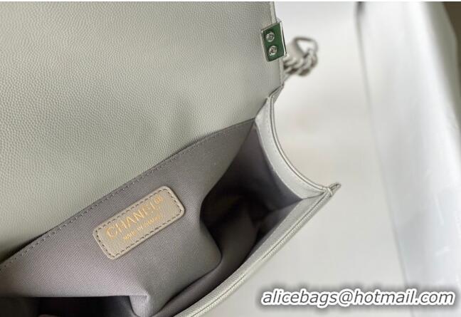 Inexpensive Chanel Grained Calfskin Medium Boy Flap Bag A67086 Gray/Silver 2021 