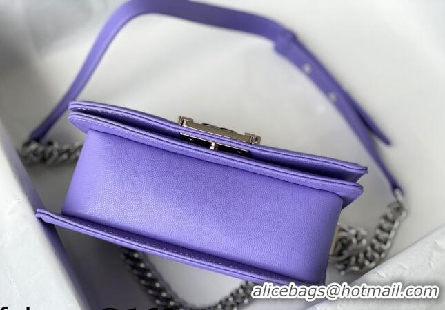 Luxury Discount Chanel Grained Calfskin Small Boy Flap Bag A67085 Purple/Silver 2021