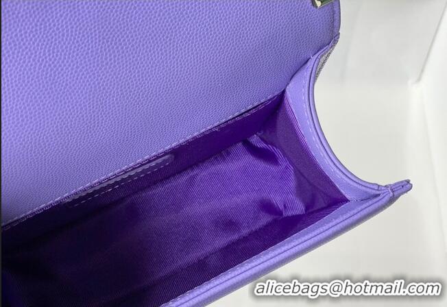 Luxury Discount Chanel Grained Calfskin Small Boy Flap Bag A67085 Purple/Silver 2021