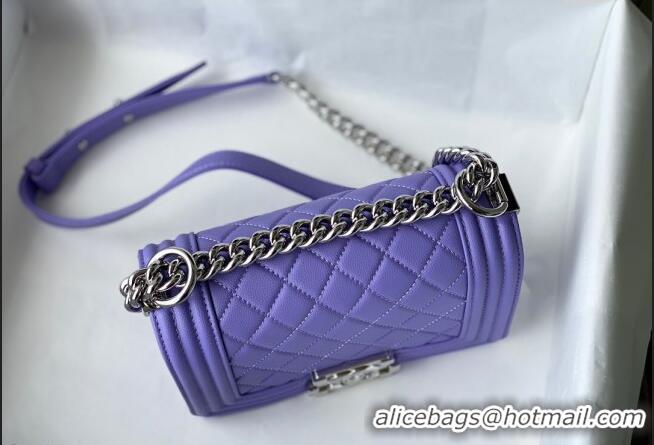 Luxury Discount Chanel Grained Calfskin Small Boy Flap Bag A67085 Purple/Silver 2021