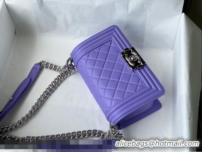 Luxury Discount Chanel Grained Calfskin Small Boy Flap Bag A67085 Purple/Silver 2021