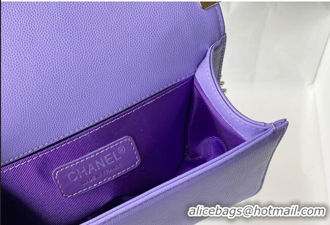 Luxury Discount Chanel Grained Calfskin Small Boy Flap Bag A67085 Purple/Silver 2021