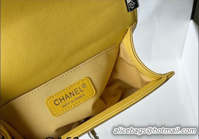 Good Quality Chanel Grained Calfskin Small Boy Flap Bag A67085 Yellow/Silver 2021