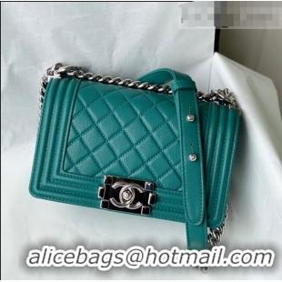 Affordable Price Chanel Grained Calfskin Small Boy Flap Bag A67085 Green/Silver 2021