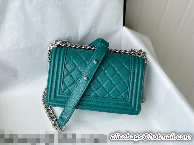 Affordable Price Chanel Grained Calfskin Small Boy Flap Bag A67085 Green/Silver 2021