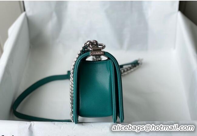 Affordable Price Chanel Grained Calfskin Small Boy Flap Bag A67085 Green/Silver 2021