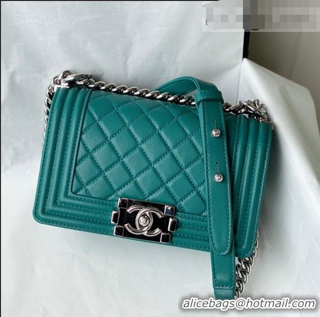 Affordable Price Chanel Grained Calfskin Small Boy Flap Bag A67085 Green/Silver 2021