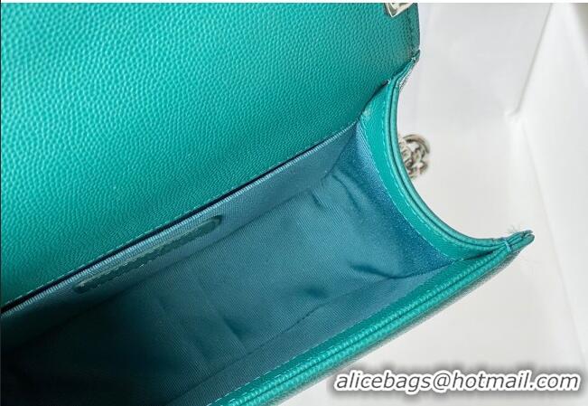 Affordable Price Chanel Grained Calfskin Small Boy Flap Bag A67085 Green/Silver 2021