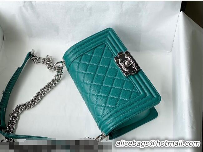 Affordable Price Chanel Grained Calfskin Small Boy Flap Bag A67085 Green/Silver 2021