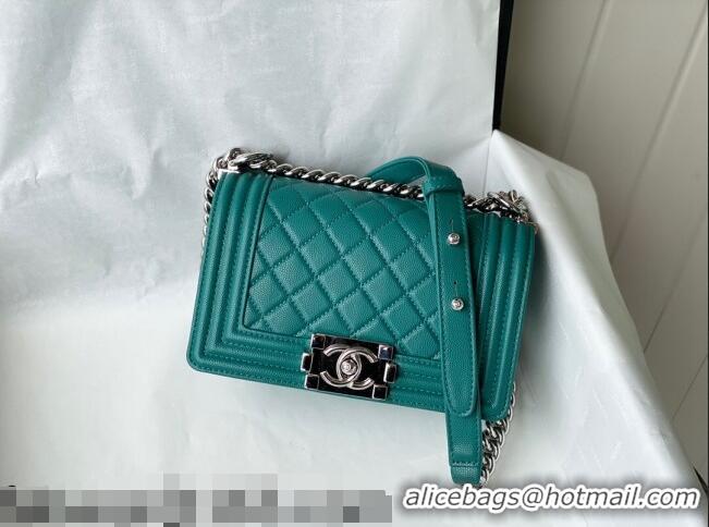 Affordable Price Chanel Grained Calfskin Small Boy Flap Bag A67085 Green/Silver 2021