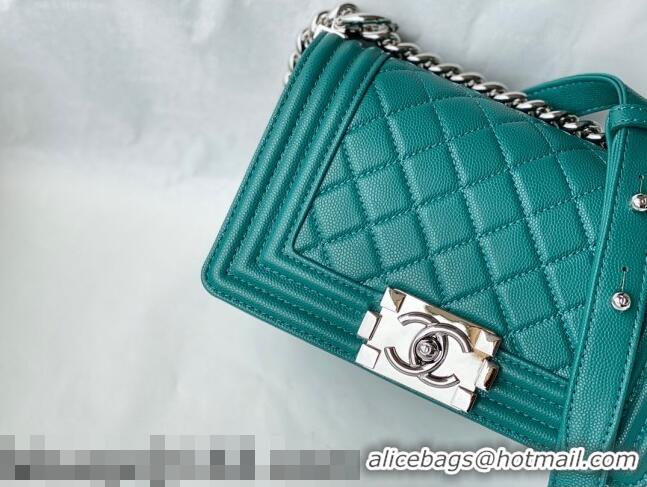 Affordable Price Chanel Grained Calfskin Small Boy Flap Bag A67085 Green/Silver 2021