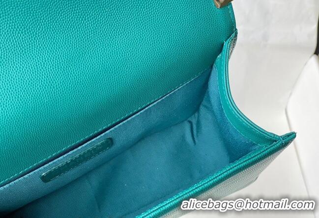 Cheapest Chanel Grained Calfskin Medium Boy Flap Bag A67086 Green/Silver 2021