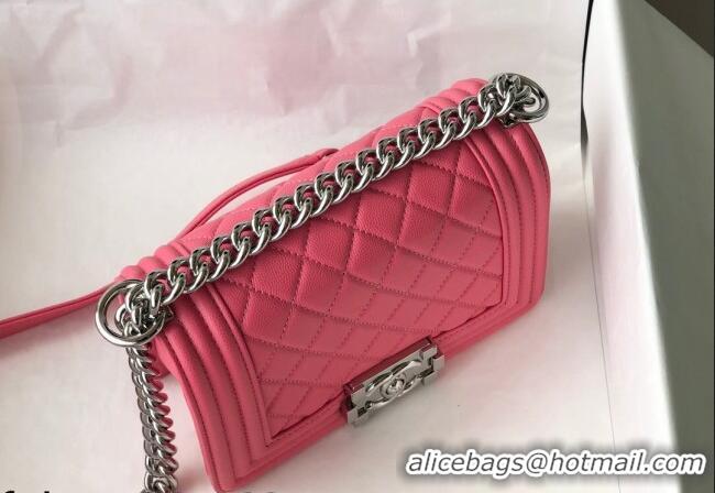 Classic Discount Chanel Grained Calfskin Small Boy Flap Bag A67085 Pink/Silver 2021