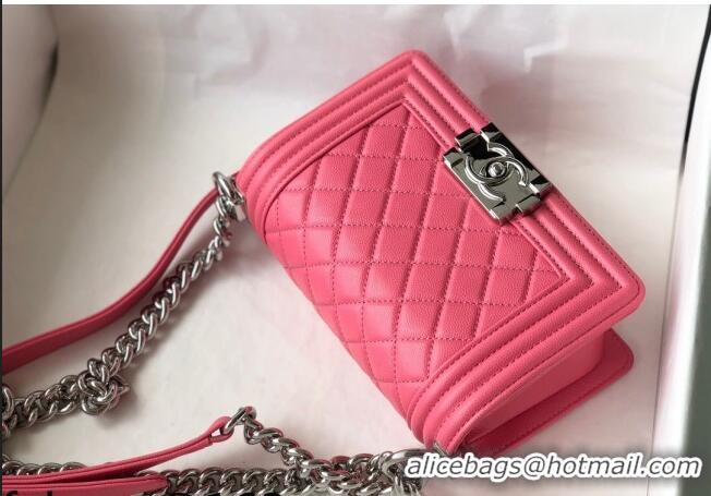 Classic Discount Chanel Grained Calfskin Small Boy Flap Bag A67085 Pink/Silver 2021