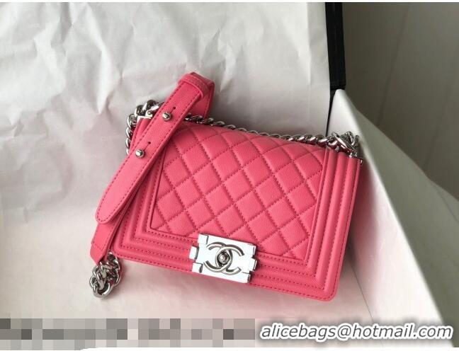 Classic Discount Chanel Grained Calfskin Small Boy Flap Bag A67085 Pink/Silver 2021