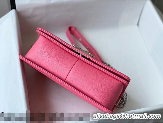 Buy Classic Chanel Grained Calfskin Medium Boy Flap Bag A67086 Pink/Silver 2021