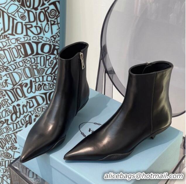 Best Price Prada Pointy Calfskin Short Boots 091830 Black