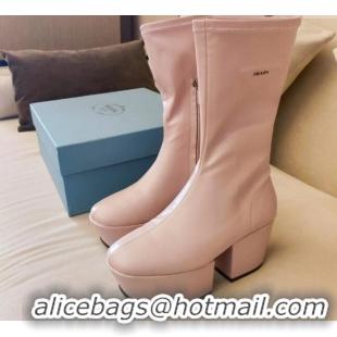 Low Price Prada Technical Nappa Platform Calf Short Boots 6.5cm 092472 Light Pink