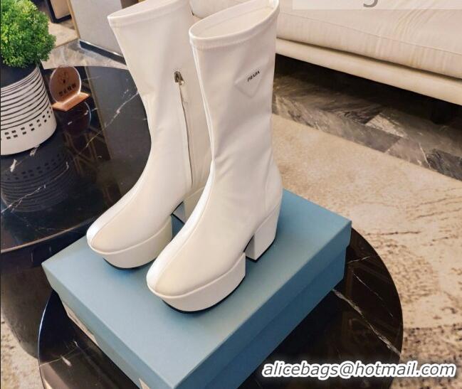 Affordable Price Prada Technical Nappa Platform Calf Short Boots 6.5cm White 2021