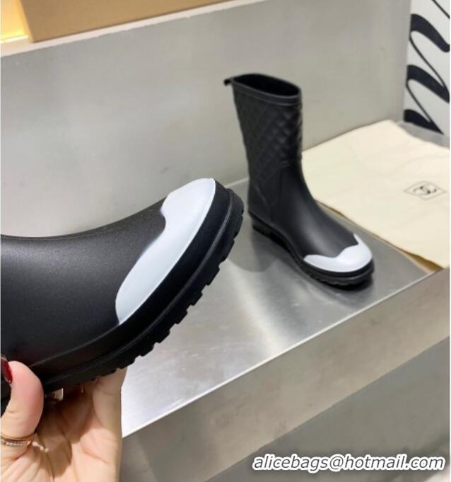 Low Price Chanel Vintage Rubber Rain Mid-High Boots Black 091717 