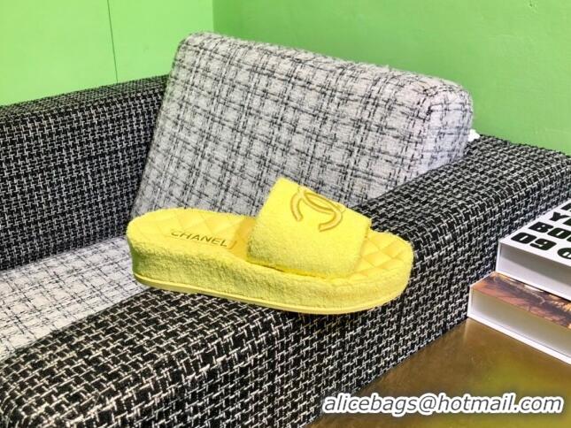 Fashion Chanel Towel Platform Flat Slide Sandals G36901 Yellow