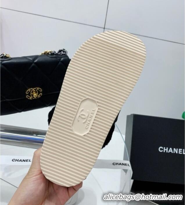 New Design Chanel Suede and Shearling Flat Mules 4.5cm 092351 Black