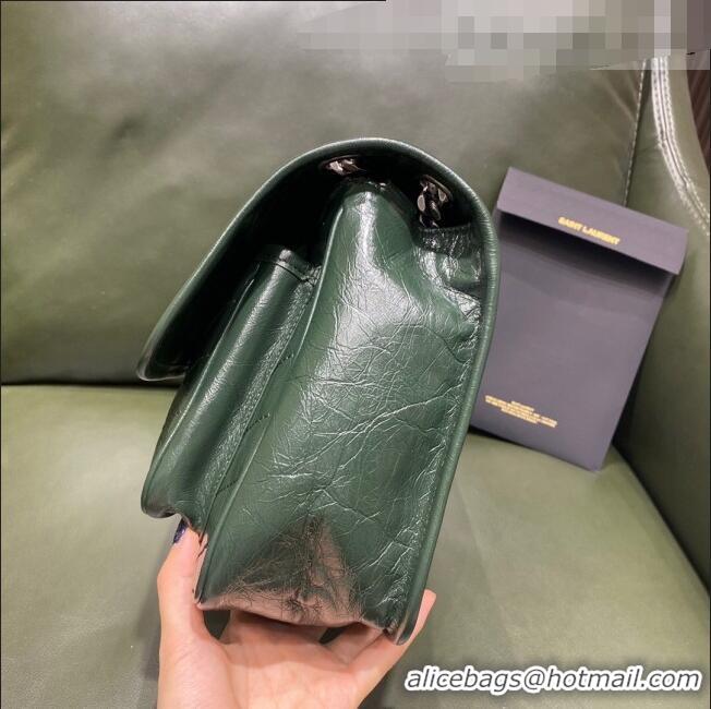 Discount Saint Laurent Niki Medium Bag in Crinkled Vintage Leather 633158 Emerald Green 2021