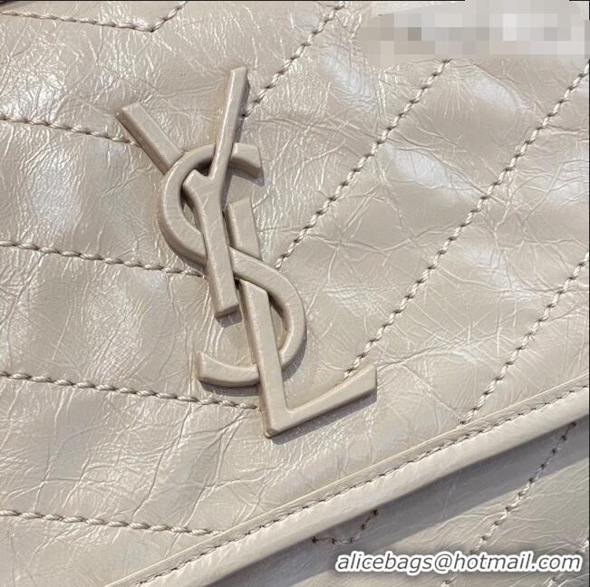 Promotional Saint Laurent Niki Medium Bag in Crinkled Vintage Leather 633158 Light Beige 2021