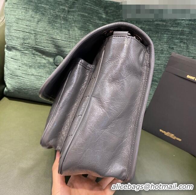 Famous Brand Saint Laurent Niki Medium Bag in Crinkled Vintage Leather 633158 Dark Grey 2021