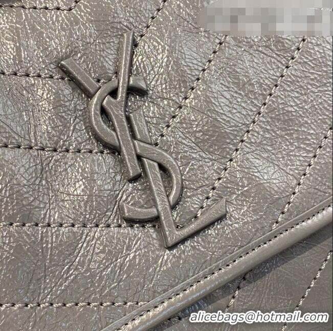 Famous Brand Saint Laurent Niki Medium Bag in Crinkled Vintage Leather 633158 Dark Grey 2021