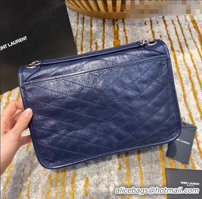 Top Quality Saint Laurent Niki Medium Bag in Crinkled Vintage Leather 633158 Navy Blue 2021