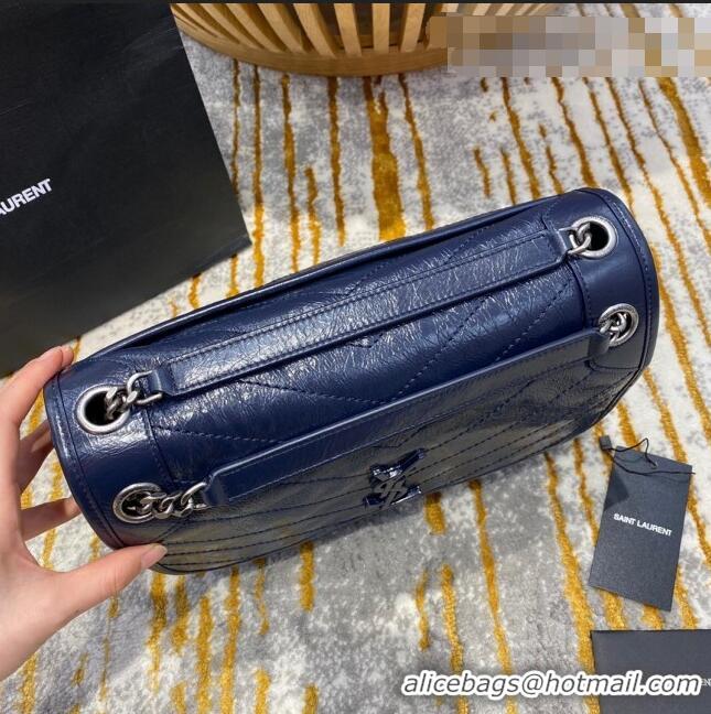 Top Quality Saint Laurent Niki Medium Bag in Crinkled Vintage Leather 633158 Navy Blue 2021