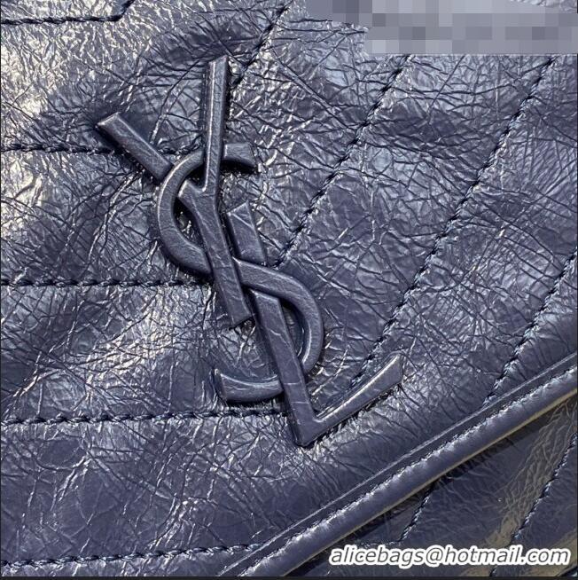 Top Quality Saint Laurent Niki Medium Bag in Crinkled Vintage Leather 633158 Navy Blue 2021