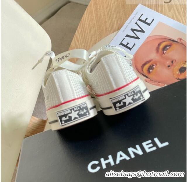 Luxurious Chanel x Converse Canvas Pearl Allover Low-top Sneakers White/Red 092369