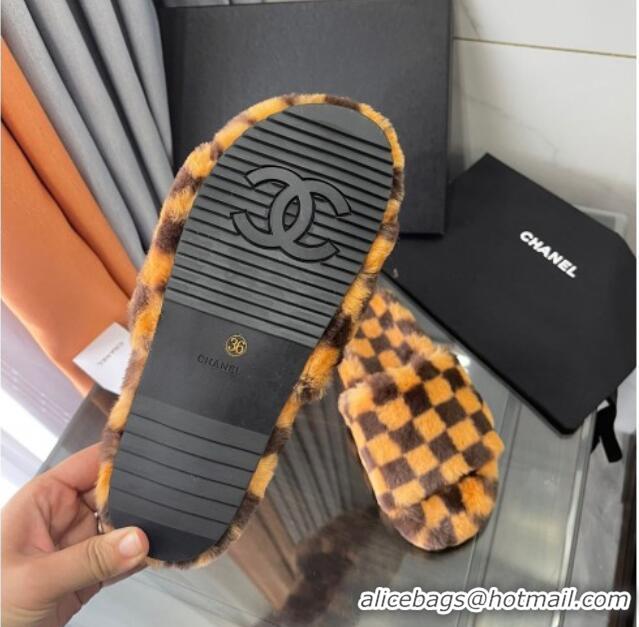 Shop Duplicate Chanel Wool Check Flat Sandals Brown 092376