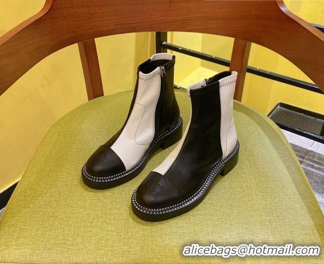 Purchase Chanel Calfskin Ankle Boots 2021 Black/White 21092301 