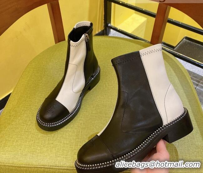 Purchase Chanel Calfskin Ankle Boots 2021 Black/White 21092301 