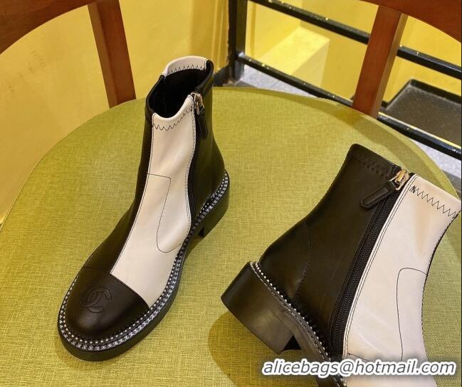 Purchase Chanel Calfskin Ankle Boots 2021 Black/White 21092301 