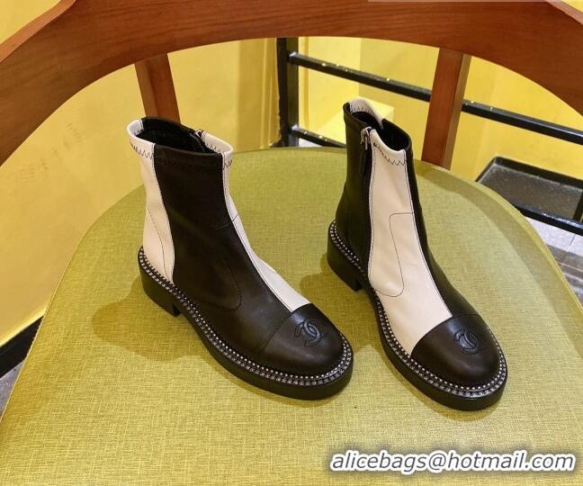 Purchase Chanel Calfskin Ankle Boots 2021 Black/White 21092301 