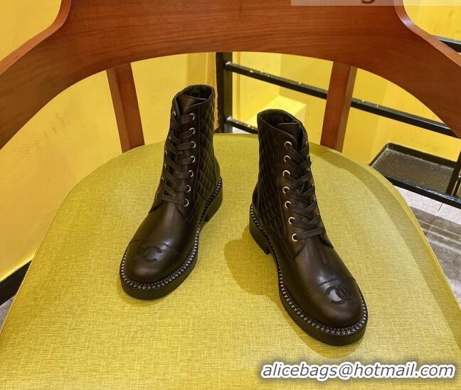 Good Quality Chanel Calfskin Ankle Boots Black 2021 21092303