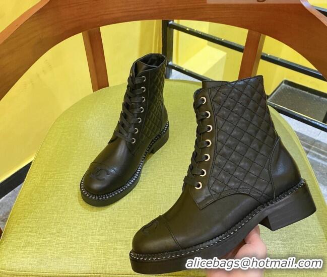 Good Quality Chanel Calfskin Ankle Boots Black 2021 21092303