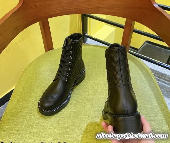 Good Quality Chanel Calfskin Ankle Boots Black 2021 21092303