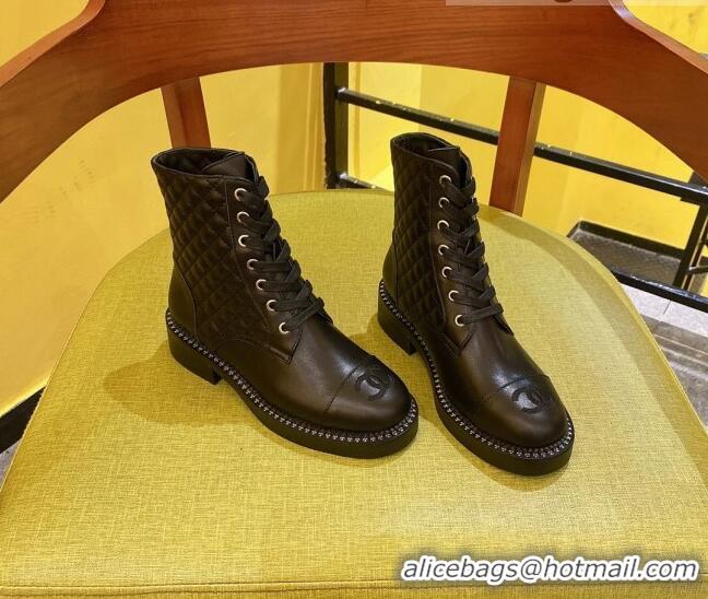 Good Quality Chanel Calfskin Ankle Boots Black 2021 21092303